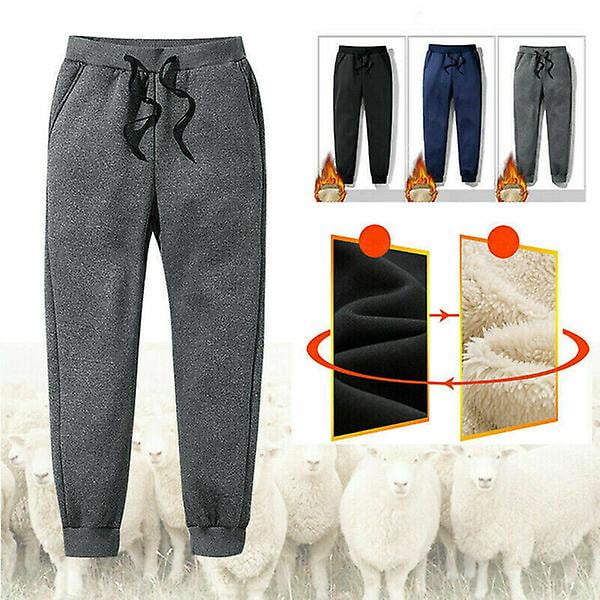 Mens Thick Fleece Thermal Trousers Outdoor Winter Warm Casual Pants  JoggersgreyL