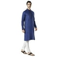 thumbnail image 4 of Ethnix Men's Indian Royal All-Over Embroidered Festive Kurta Tunic Pajama Set; Navy Blue; MD, 4 of 4