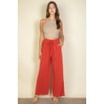 thumbnail image 2 of Saronite Drawstring Waist Wide Leg Minimalist Pants, Burnt Orange (Women's), 2 of 5