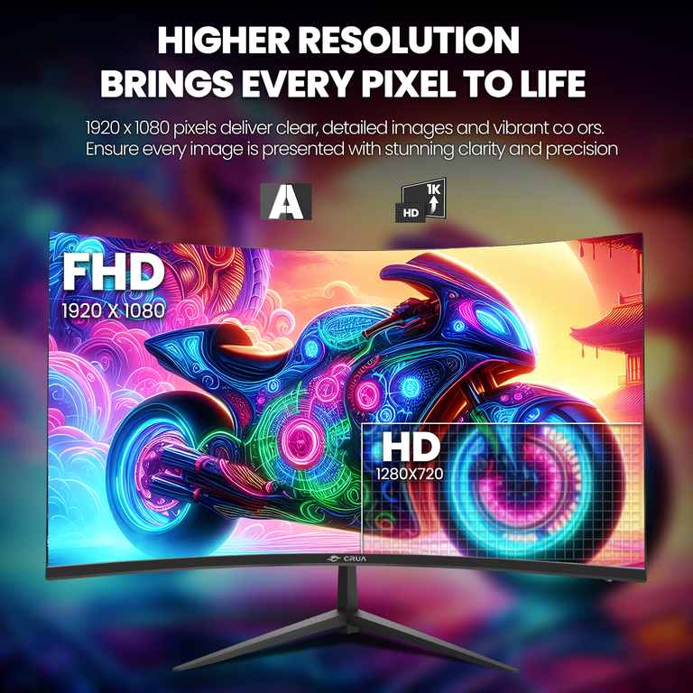 CRUA 24" Curved Monitor 75Hz 1920x1080, Black photo 4