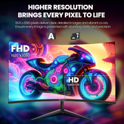 CRUA 24-inch 75HZ Curved Mnitor Built in Speakers, computer monitor1500R, FHD 1920×1080,HDMI/DP/Audio, Supports 75×75mm Wall Mount, Black