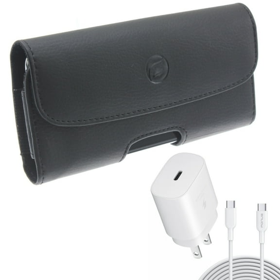 Leather Case Belt Clip w PD Type-C 25W Fast Home Charger for Samsung Galaxy A53 5G,A33 5G Phones - Holster Cover Loops Pouch, 10ft USB-C Cable Quick Power Adapter