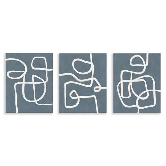 Stupell Industries Squiggles on Grey Abstract Painting Unframed Art Print Wall Art, 11 x 14, Set of 3