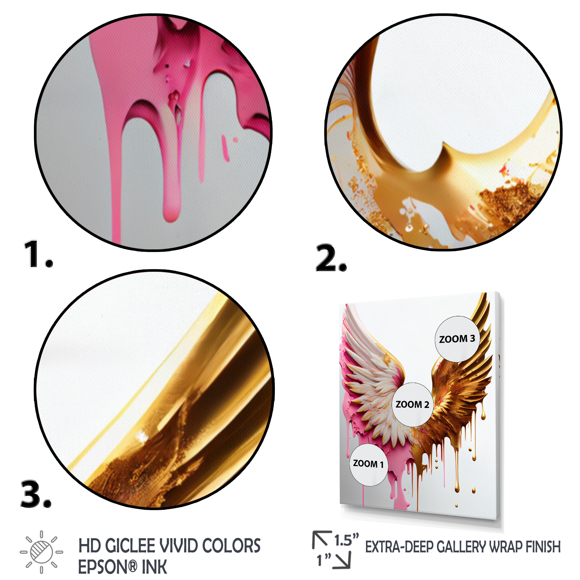 Designart Dusty Pink Angel Wings Canvas Wall Art