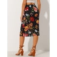 thumbnail image 4 of Falda midi Allegra K de gasa de Verano con Estampado floral para Mujer Negro XS, 4 of 5
