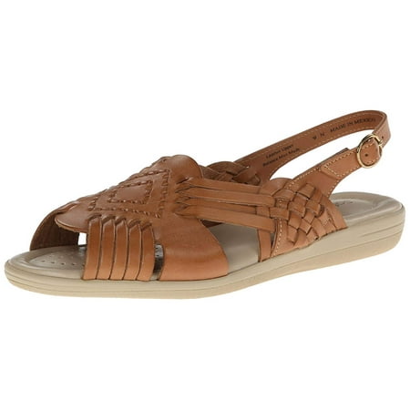 - Softspots Womens Tela Leather Peep Toe Casual Slingback Sandals