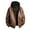 Brown, variant on Men's Faux Leather Jacket Stand Collar Motorcycle Bomber Jackets with Removable Hood Black