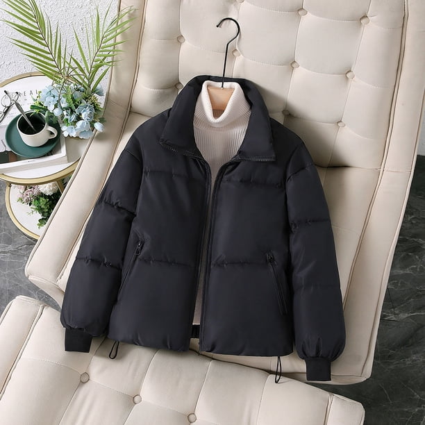 Chaqueta de algodón con cuello alto engrosado, chaqueta de algodón holgada para estudiantes y mujeres
