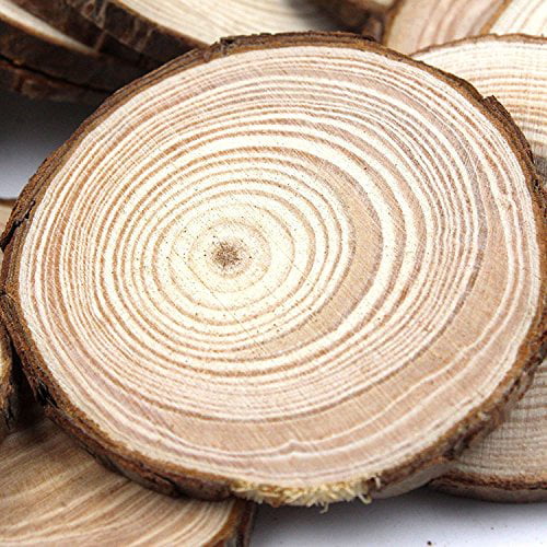 Fuhaieec 50pcs 2.4-2.8 Unfinished Natural Wood Slices Circles with Tree Bark Log Discs for DIY Craft Christmas Rustic Wedding Ornaments, 