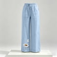 thumbnail image 6 of Yteetum Women's Cotton Linen Pants Summer Drawstring Elastic Waist Pant Women Casual Printed Loose Lightweight Breathable Travel Vacation Beach Trousers, 6 of 6