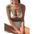 thumbnail image 3 of Biekopu Women Knitted Shorts Set, Contrast Color Camisole with Elastic Waist Shorts Summer Outfit, 3 of 9