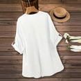 thumbnail image 5 of Roncen Women's Rolled Up 3/4 Sleeve Tops V Neck T Shirts Button Side Blouses, 5 of 5
