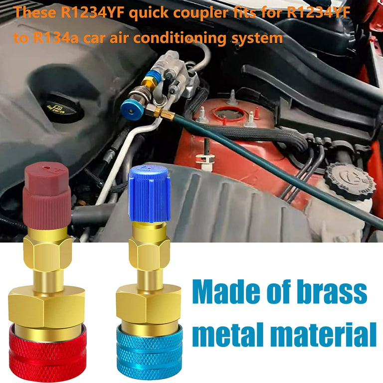 Welpettie 2pcs Quick Couplers Connectors Adapters R1234YF to R134A High and  Low Side Quick Coupler R12 to R134A Adapter Fitting Connector for Car Air  Conditioning AC Charging 