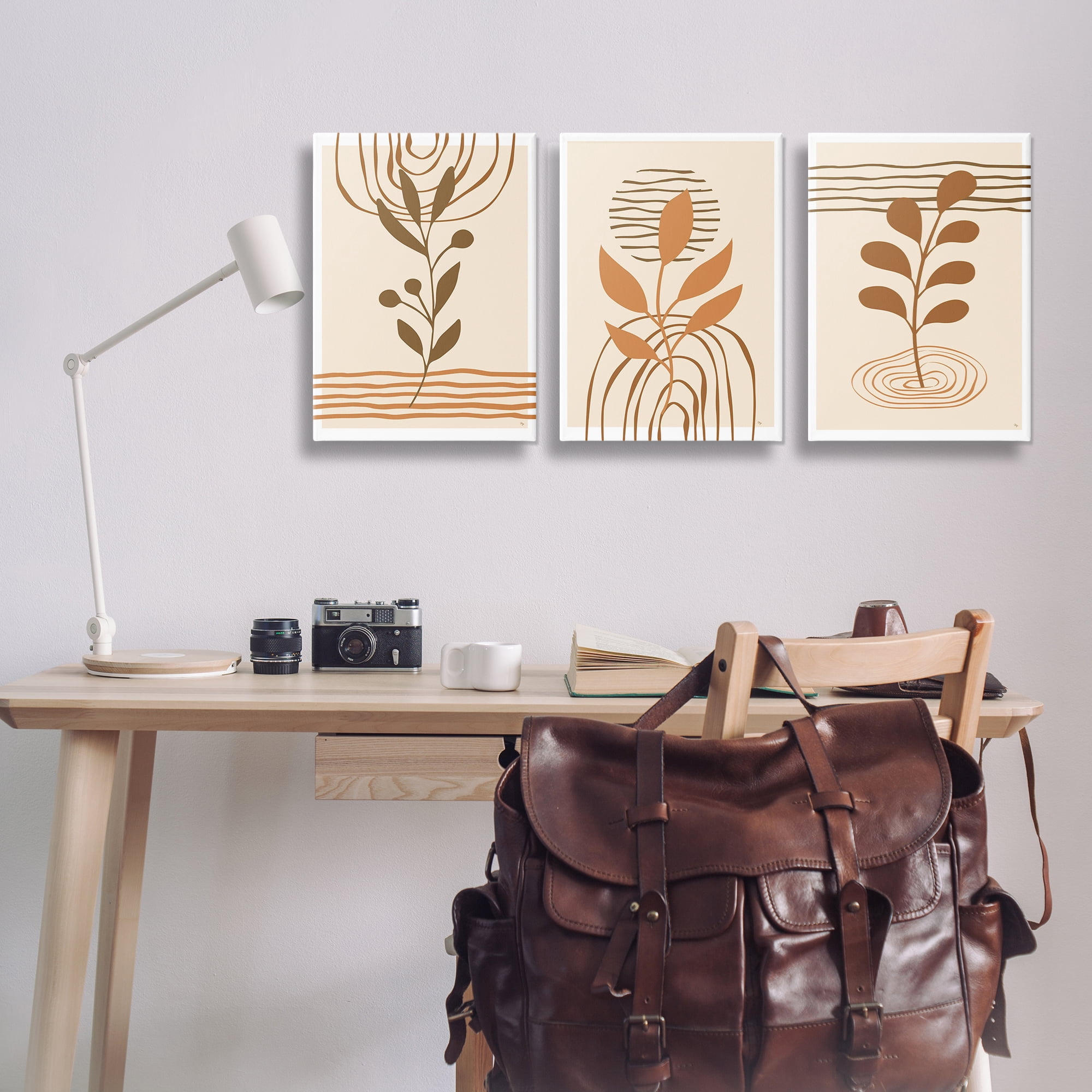 Stupell Industries Boho Sprigs & Line Patterns Plants & Flowers Painting Wrapped Canvas Art Print Wall Art, 24 x 36, Set of 3