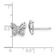 thumbnail image 2 of 925 Sterling Silver Rhodium Plated Cubic Zirconia Butterfly Angel Wings Post Earrings 7.9x9.2mm Wide Stud Earring for Wo, 2 of 2