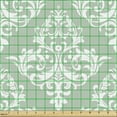 thumbnail image 2 of Ambesonne Damask Fabric by the Yard Upholstery, Floral Ivy Style Motifs Art, 5 Yards, Pale Sage Green White, 2 of 5