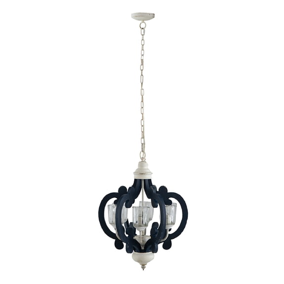 HomeStock Nordic Haven Chandelier 20.5"x18"x24" - Blue Wood, Coastal Style, Elegant Lighting Fixture Perfect for Beach or Coastal Decor