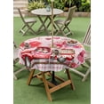 thumbnail image 3 of Outdoor Tablecloth with Umbrella Hole and Zipper, Pink Valentine's Day Round Table Cloth 60 Inch Waterproof Tablecloth, Love Heart Roses Gnomes Truck Picnic Table Cover for Patio Camping, 3 of 7