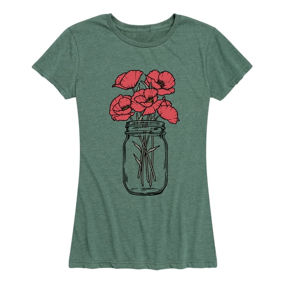 Instant Message - Jar With Poppies Short Sleeve Graphic T-Shirt