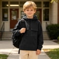 thumbnail image 5 of BLVB Hoodies for Boys Quarter Zip Pullover Teen Fleece Hooded Sweatshirt Fashion Hoodie Kids Fall Winter Clothes(Black,6-7 Years), 5 of 9