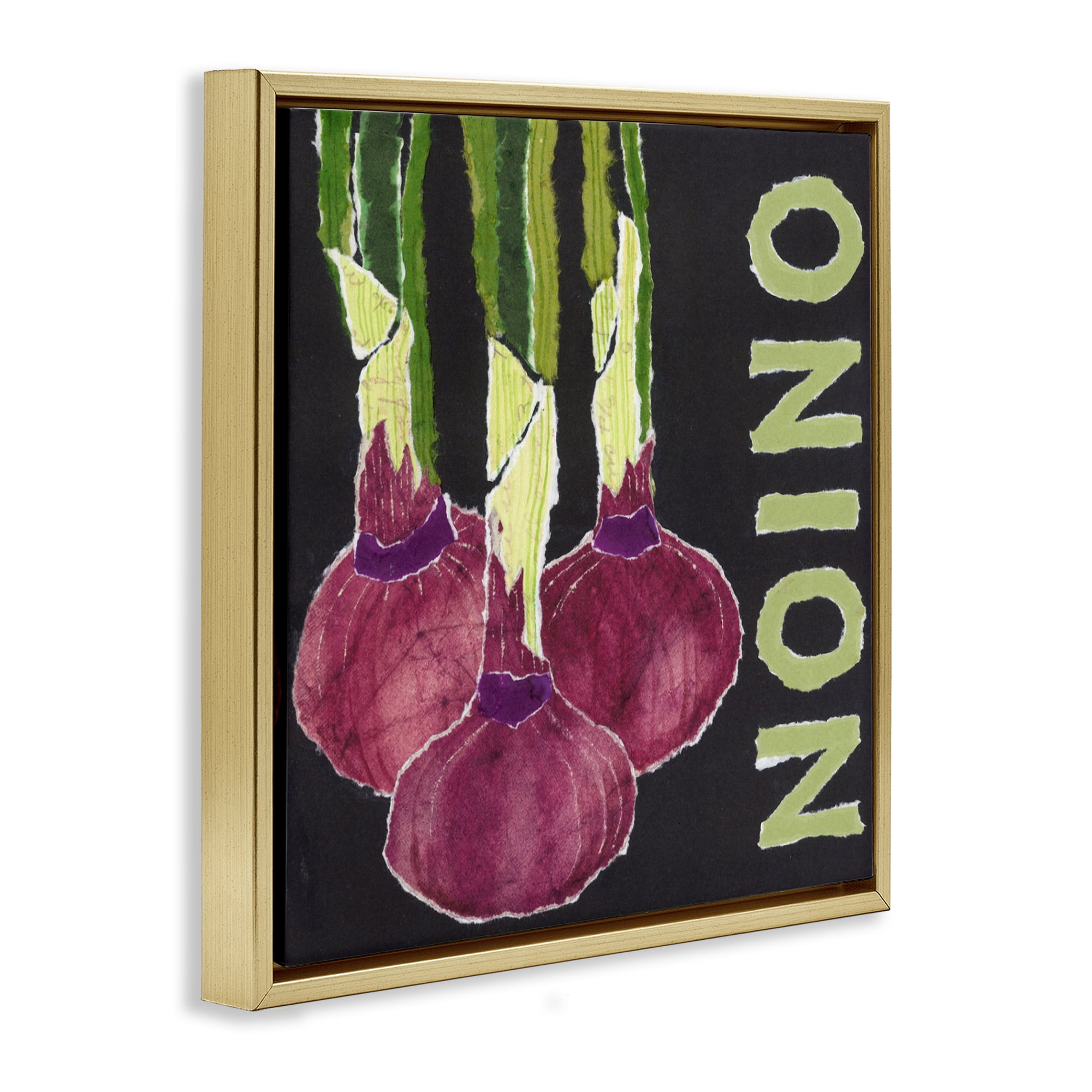 Stupell Industries Collaged Garden Onion Gold Framed Floater Canvas Wall Art, design by Nancy Overton