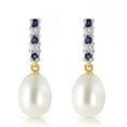 thumbnail image 2 of Galaxy Gold 14K Yellow Gold Sapphire and Diamond Earrings with Freshwater Pearls, 2 of 3
