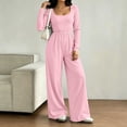thumbnail image 2 of Diufon Long Sleeve Jumpsuits for Women Back Zipper Elastic Waist Square Neck Wide Leg Overalls Going Out Fall Outfit, 2 of 8