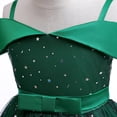 thumbnail image 5 of 3T Toddler Girls Wedding Princess Dress Party Dress Formal Prom Dress 4T Toddler Girl Off-The-Shoulder Solid Color Classic Sequins Tulle Hemline Sleeveless Wedding Dress Prom TuTu Dress Green, 5 of 9