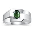 thumbnail image 1 of RYLOS Men's Rings Sterling Silver Ring Classic Solitaire 7X5MM Oval Shape Gemstone Designer Band Green Sapphire September Birthstone Rings For Men Size 13, 1 of 5