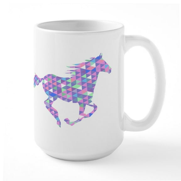 CafePress - Running Horse Mugs - 15 oz Ceramic Large White Novelty Mug
