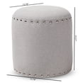 thumbnail image 5 of Skyline Decor Light Grey Fabric Upholstered Nail Trim Ottoman, 5 of 5