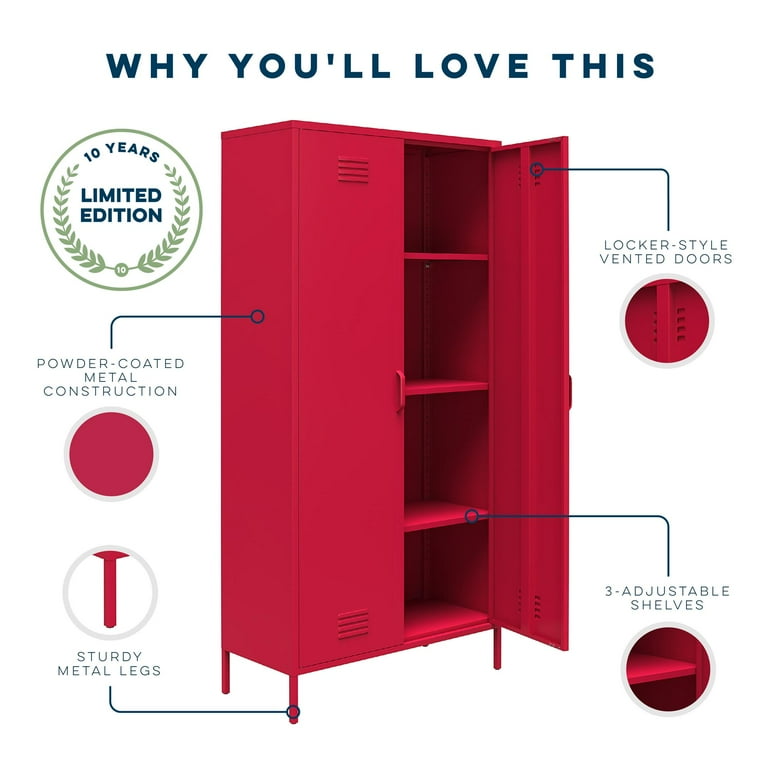 Novogratz Cache 2 Door Tall Metal Locker Style Storage Cabinet