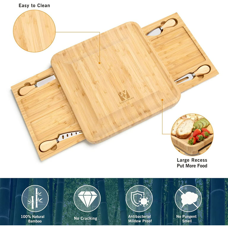  3 Piece Bon Appetit Bamboo Cutting Board and Knife Set -  Chopping Board, Mini Charcuterie Board for Meat, Fruit and Cheese Board by  - (White): Home & Kitchen