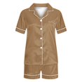 thumbnail image 4 of Diufon Womens Pajamas 2 Pc Lapel Button Short Sleeve Tops with Pockets Elastic Waist Shorts Lounge Set, 4 of 4