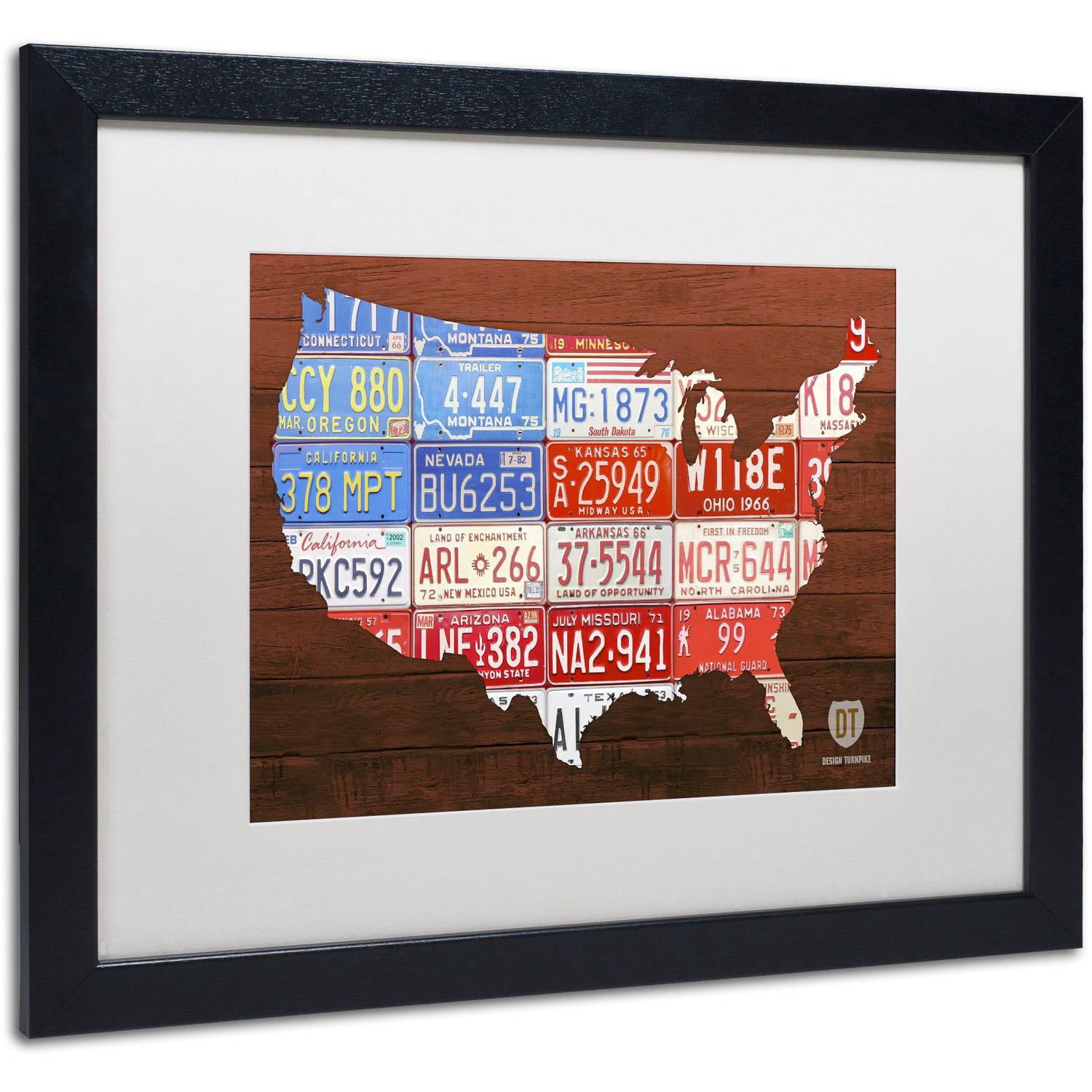 Trademark Fine Art 'USA Flag Map' Canvas Art by Design Turnpike, White Matte, Black Frame