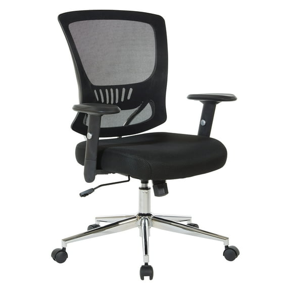 Mesh Back & Seat Locking Tilt Task Chair with Chrome Base in Black Fabric