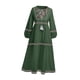 thumbnail image 2 of Vestido bohemio de manga larga para mujer, de viaje, de lino y algodón con bordados intensos, corte en a , Verde, 2 of 8