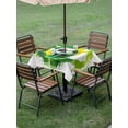 thumbnail image 4 of Outdoor Tablecloth with Umbrella Hole for Patio/Picnic/Party/Camping, Green Yellow Soccer Waterproof Table Cloth Square Cover Washable, Watercolor Football Sports (60"x 60"), 4 of 9