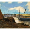 thumbnail image 2 of Redon, Odilon 13x12 Black Ornate Wood Framed with Double Matting Museum Art Print Titled - The Port of Morgat, 2 of 4