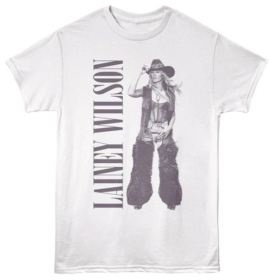 Lainey Wilson Cowgirl Men's T Shirt (White, Adult4XL)