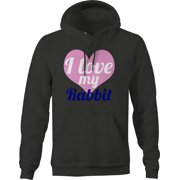 I Love my Rabbit Bunny Pet Pullover Hoodie Medium Dark Grey
