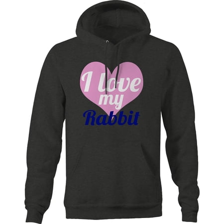 I Love my Rabbit Bunny Pet Graphic Hoodies Xlarge Dark Grey