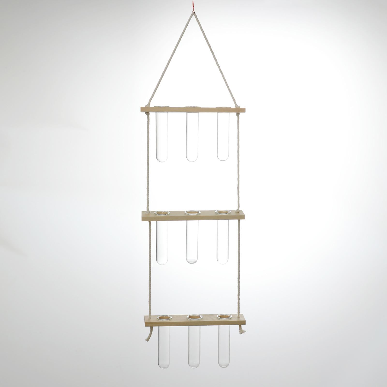 Plant Vase Test Tube Vase Wood Wall Hanging Planter - Natural Wood