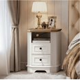 thumbnail image 6 of POLIHOME Nightstand with Charging Station, 18" End Table with 2 Drawers, Farmhouse Wooden Side Table, Bedside Table for Bedroom, Living Room (1, White), 6 of 6