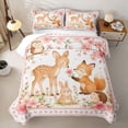 thumbnail image 2 of Manfei Cute Rabbit Twin Quilt Set,Woodland Animal Twin Coverlet Set,Pink,2-Piece, 2 of 7