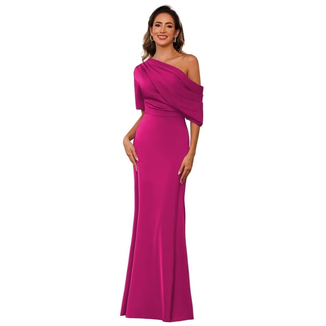 Vestido BITALY Talla Grande Mother of The Bride Satén Fucsia 20W