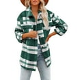 thumbnail image 2 of Womens Casual Plaid Shacket Wool Blend Button Down Long Sleeve Shirt Fall Jacket Shackets, 2 of 9