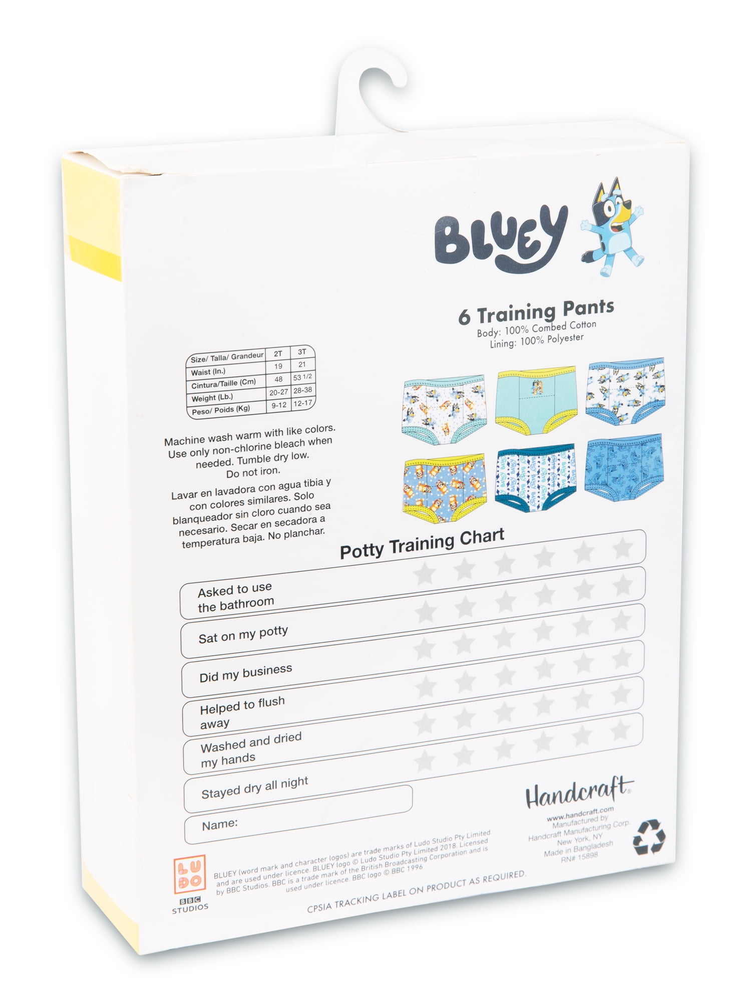 Bluey Unisex Baby  Exclusive Potty Training Pants with Stickers and  Success Chart, Sizes 18 M, 2T, 3T & 4T, 7-Pack