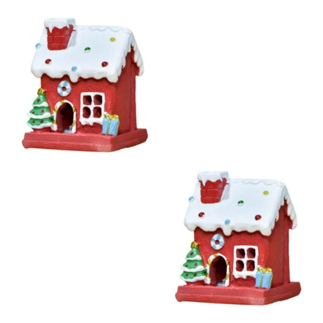 Maytalsory Figurine de Village de Noël pour Ambiance Festive Rouge Petit 2Ensemble