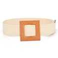 thumbnail image 2 of Tiqkatyck Belt Buckle Sales Today Clearance Women Belts for Dresses Elastic Straw Rattan Waist Band with Wood Buckle Belts for Women White, 2 of 5